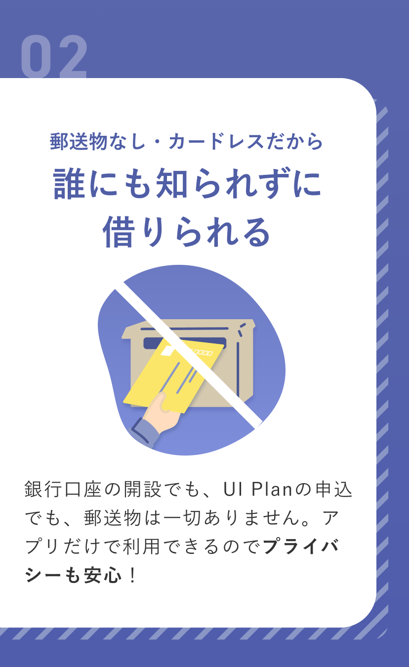 郵送物なし・カードレスだから誰にも知られずに借りられる